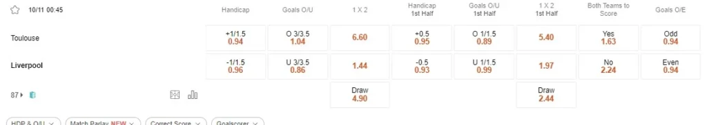 Prediksi Toulouse vs Liverpool 00:45 10 November Liga Europa