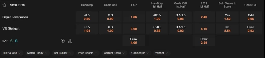 Prediksi Leverkusen vs Stuttgart 01:30 18 Agustus DFL-Piala Super